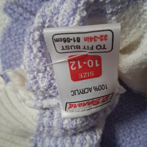 Vintage New Old Stock St Bernard Sweater Vest Size 10-12 Purple Stripe Academia - Picture 5 of 9